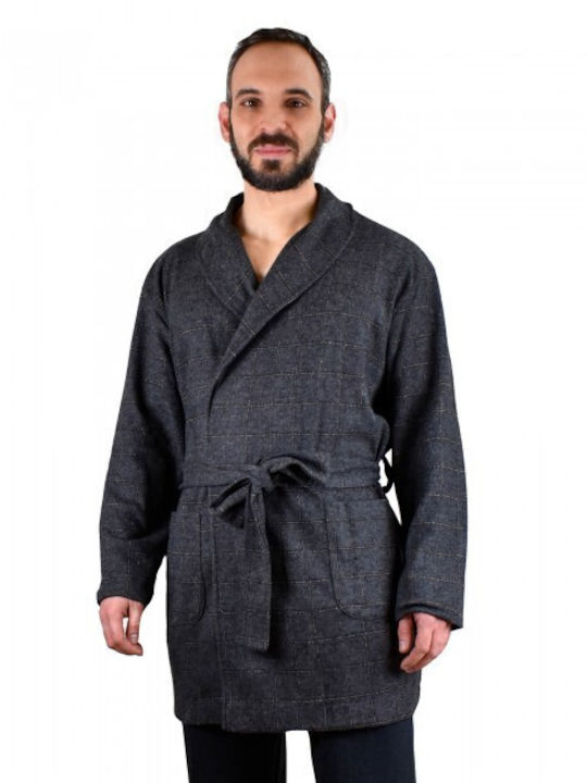 Nottingham Men's Winter Cotton Pajama Robe Gray