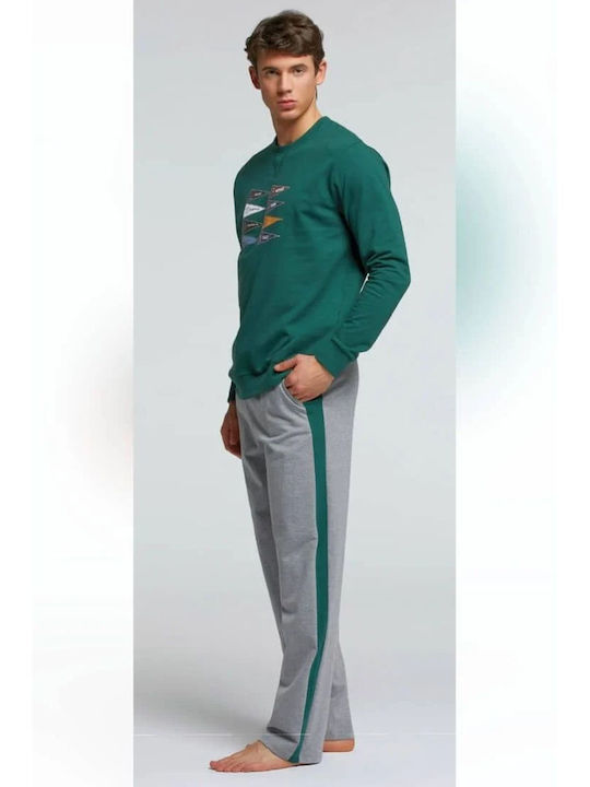 Pompea Men's Winter Cotton Pajamas Set Green