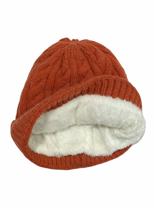 Beanie Frauen Beanie mit Strickmuster in Orange Farbe