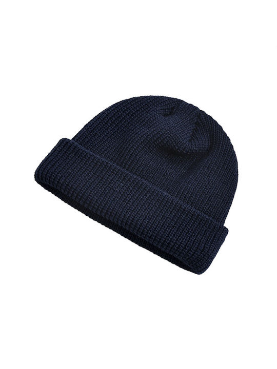 Beanie Männer Beanie mit Rippstrick in Marineblau Farbe