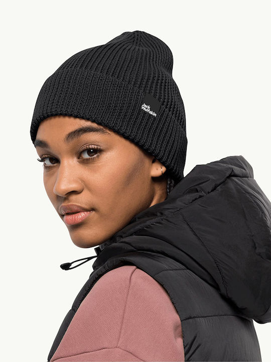 Beanie Unisex Σκούφος Πλεκτός σε Μαύρο χρώμα