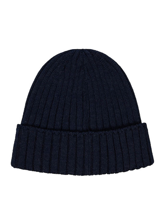 Beanie Ανδρικός Σκούφος με Rib Πλέξη σε Navy Μπλε χρώμα