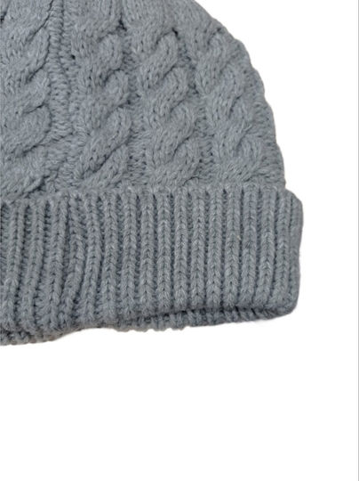 Beanie Γυναικείος Σκούφος με Πλεξούδες σε Γκρι χρώμα