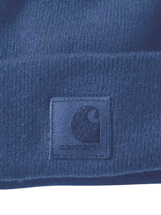 Carhartt Beanie Unisex Σκούφος με Rib Πλέξη σε Μπλε χρώμα