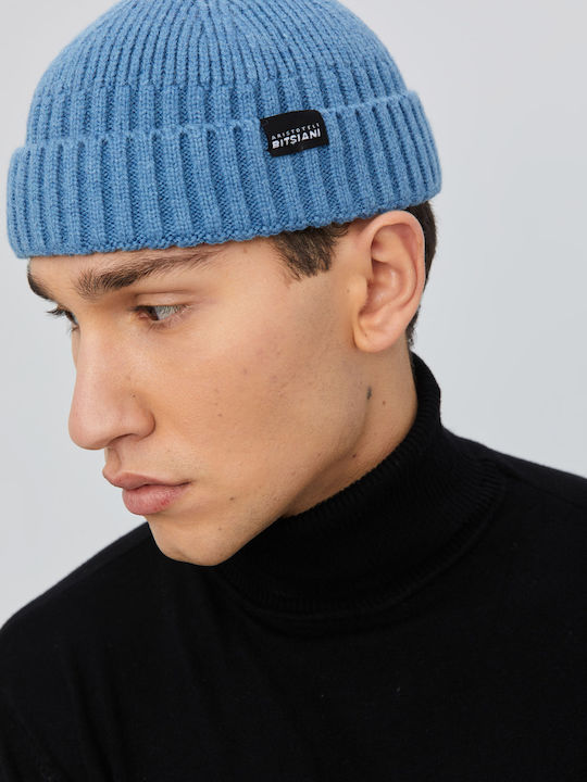 Aristoteli Bitsiani Beanie Ανδρικός Σκούφος με Rib Πλέξη σε Γαλάζιο χρώμα