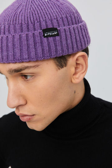 Ribbed Beanie Cap Purple