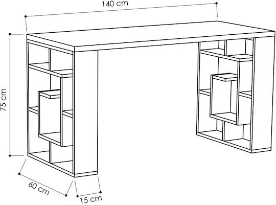 Γραφείο Maze Ξύλινο Λευκό / Δρυς 140x60x75εκ.