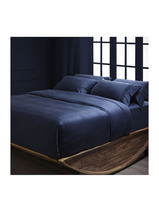 Hauz Bettlaken Super-Doppel mit Gummiband 160x200+40cm. Blau
