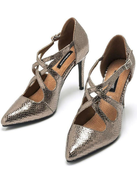 Leder Pumps mit Stiletto-Absatz Goldene