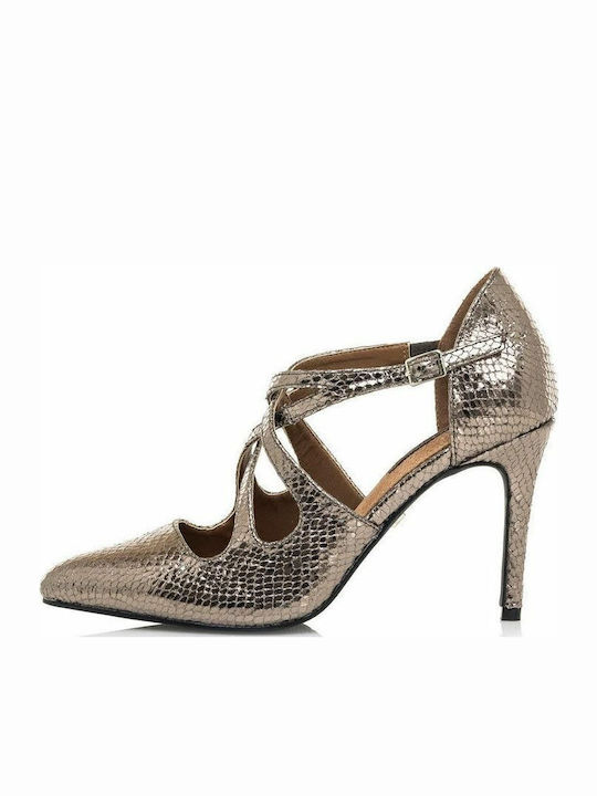 Leder Pumps mit Stiletto-Absatz Goldene