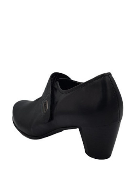 Leather Black Heels with Strap