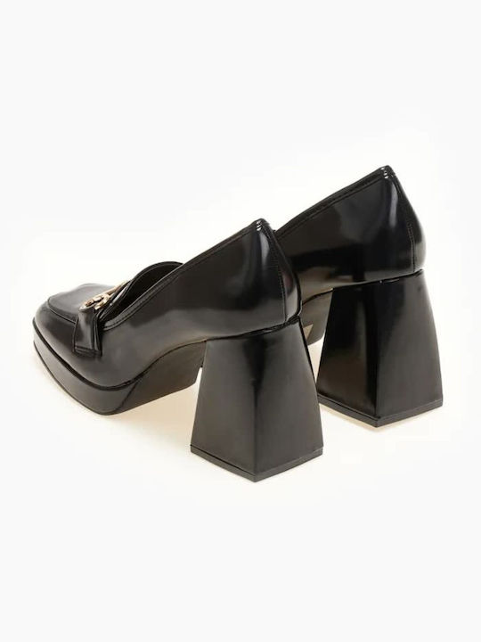 Plato Synthetic Leather Pointed Toe Black High Heels