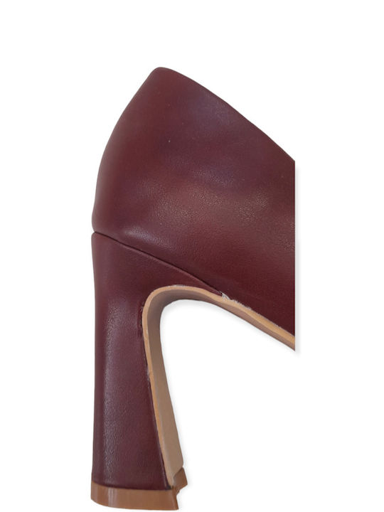 Pumps mit Chunky hohem Absatz Burgundisch