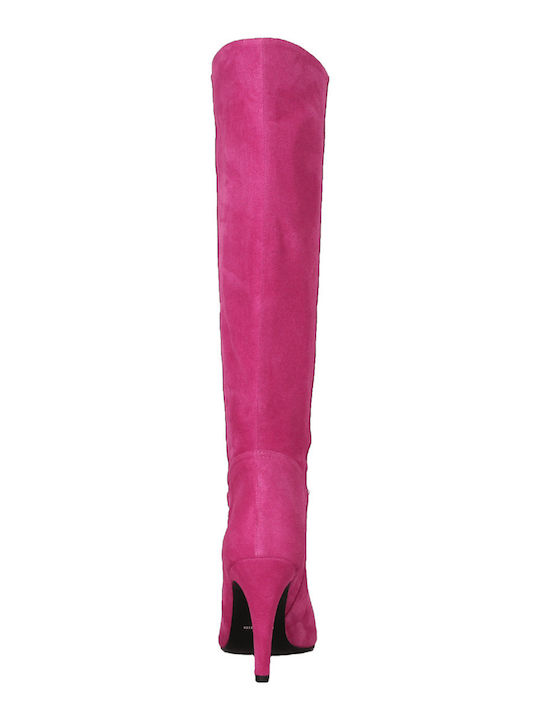 Suede High Heel Women's Boots Fuchsia