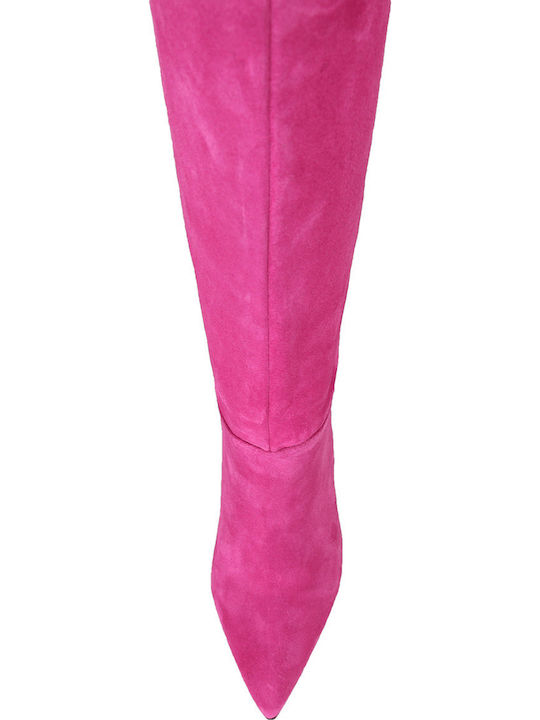 Suede High Heel Women's Boots Fuchsia