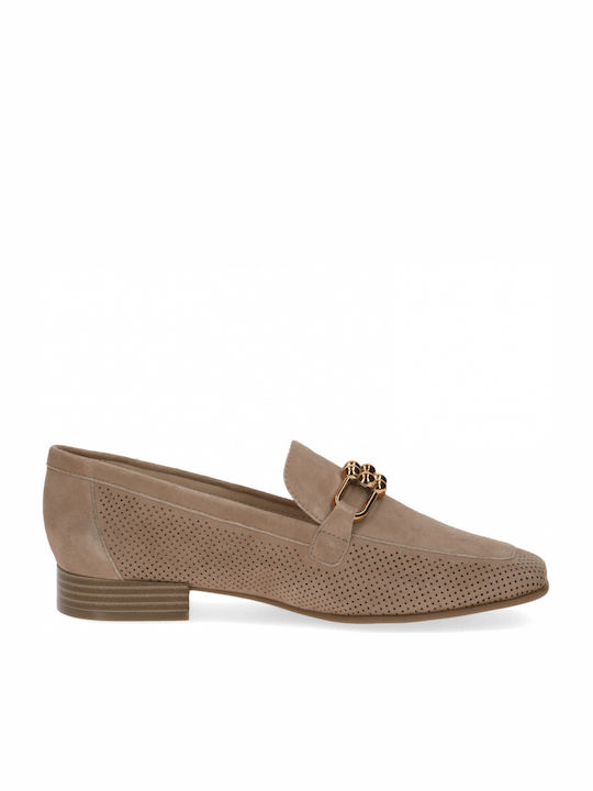 Caprice Leather Women's Moccasins in Beige Color