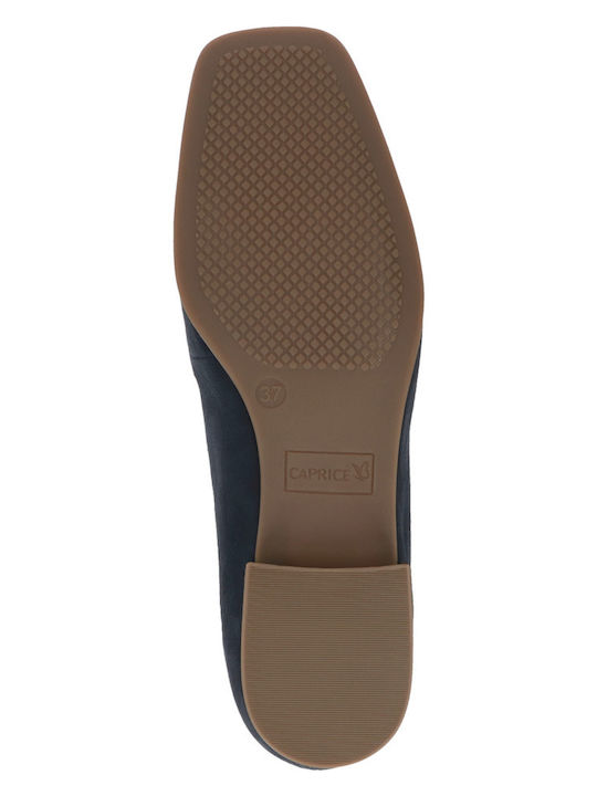 Leather Women's Loafers in Navy Blue Color