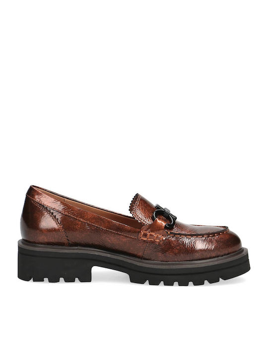 Leather Women's Moccasins in Tabac Brown Color