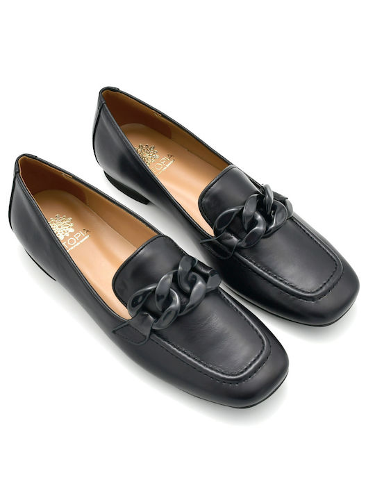 Utopia Sandals Leather Women's Loafers in Black Color