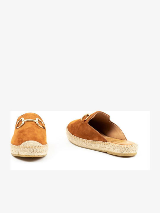 Flat Mules in Tabac Brown Color