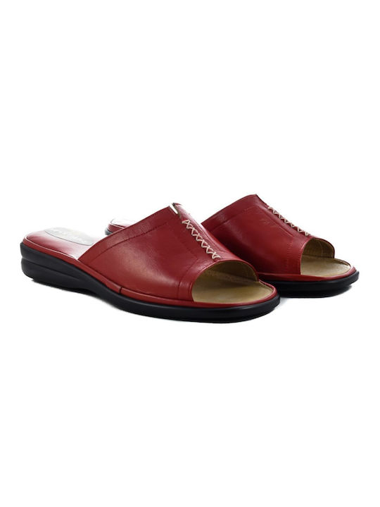 Yfantidis Leather Women's Slippers Red