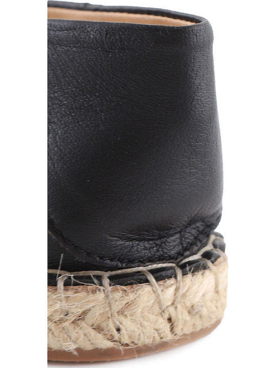 Women's Leather Espadrilles Black