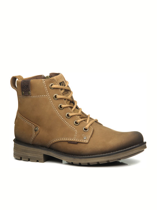 Pegada Men's Leather Military Boots Tabac Brown