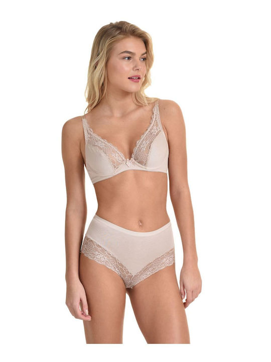 Miss Rosy Plunge Push Up Plunge Bra Beige