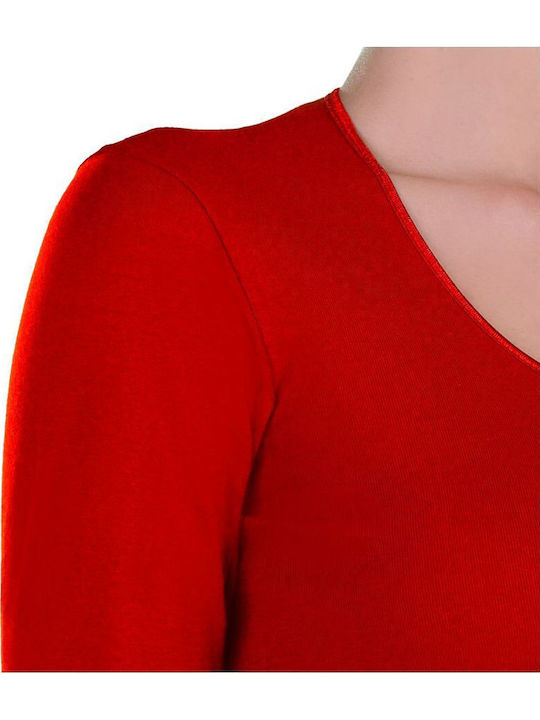 Mânecă lungă Roșu Tricou pentru femei