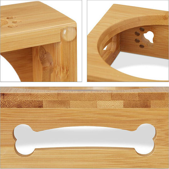 Relaxdays Bol din oțel inoxidabil Mâncare & Apă pentru Câine & Pisică pe Bază 2x 300ml 15cm în Culoare Argintiu