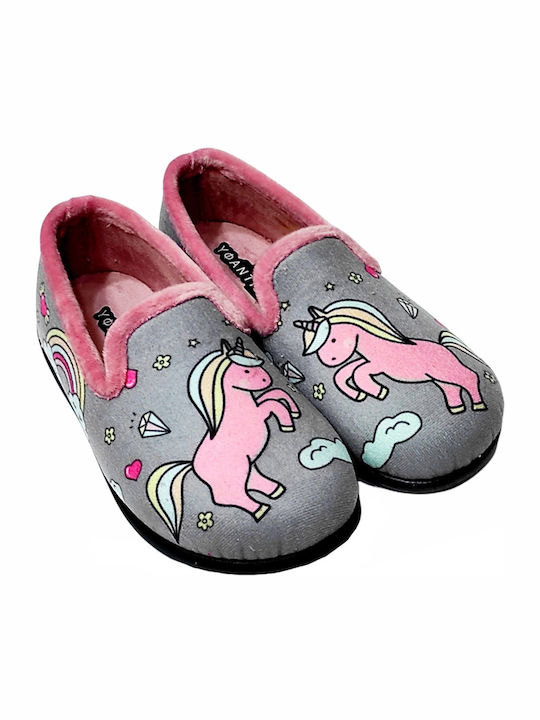 Yfantidis Girls Closed-Toe Slippers Gray