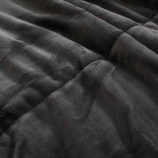 Αιγαίον Κουβέρτα Fleece Υπέρδιπλη 220x240εκ. Γκρι