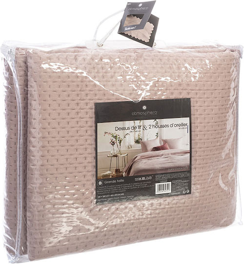 Atmosphera Set Cuvertură Pat Dublu Poliester Roz 240x260cm 3 Bucăți