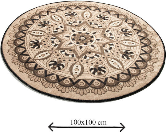 Mijolnir Rutschfest Badematte Synthetisch,Polyester/Cotton/Leather Rund Beige 100x100cm