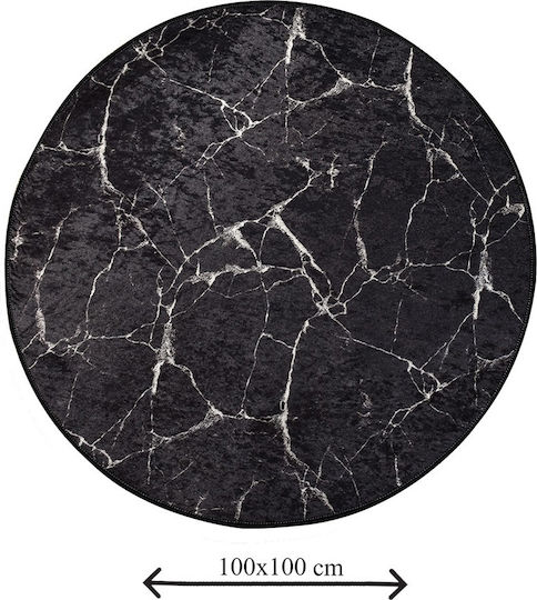 Mijolnir Non-Slip Bath Mat Round Black Width 100cm