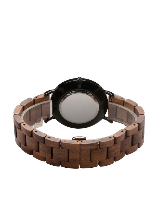 Bewell Hebe Acacia Γυναικείο Ρολόι 42mm Μπαταρίας με Καφέ Ξύλινο Μπρασελέ