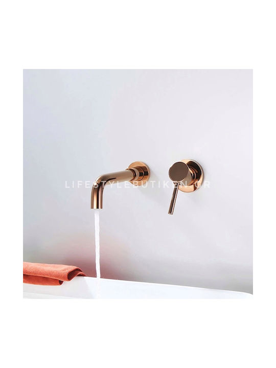 Set Mixer & Gură Îngropată pentru Lavabo 1 Ieșire Inox Auriu