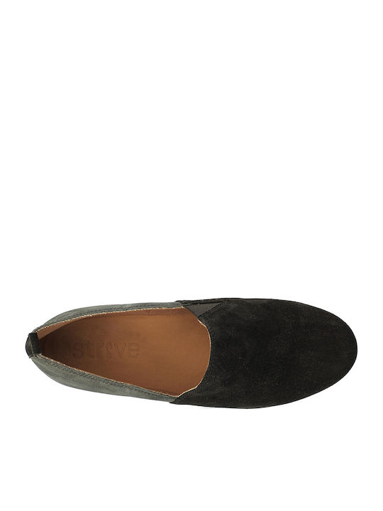 Damen Slip-Ons Leder Schwarz