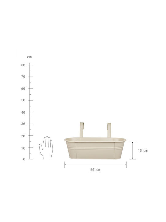 Butlers Blumenkasten Metallisch Beige 50x20x15cm.