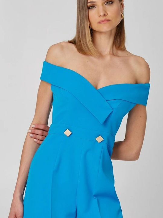 Γυναικεία Off-Shoulder Ολόσωμη Φόρμα Τιρκουάζ