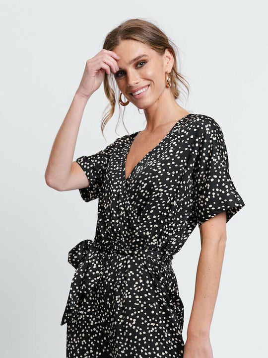 Women's Short-sleeved One-piece Suit Black