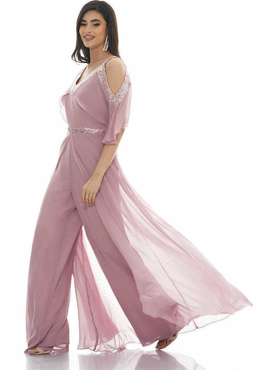 Brilliant Women's Off-Shoulder One-piece Suit Pink