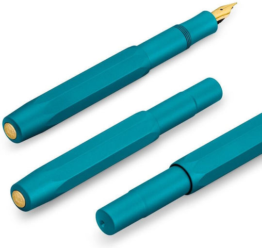 Kaweco COLLECTION Iguana Stilou Foarte larg Albastru din Aluminiu cu Roșu Cerneală
