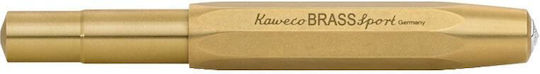 Kaweco BRASS Sport Writing Pen Extra Fine Gold made of Brass with Blue Ink