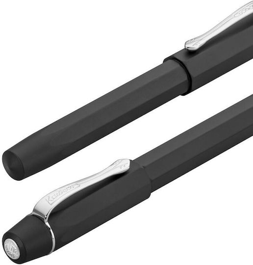 Kaweco Stilou Caligrafie Foarte Larg Negru Din Aluminiu Cu Cerneală Neagră