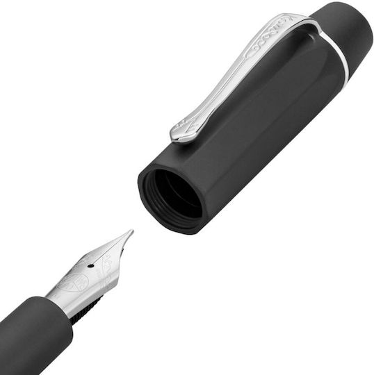 Kaweco Stilou Caligrafie Foarte Larg Negru Din Aluminiu Cu Cerneală Neagră