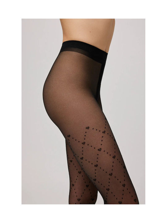 Ysabel Mora Women's Pantyhose 20 Den Black with Print