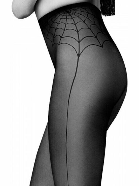 Fiore Women's Pantyhose 30 Den Black with Print