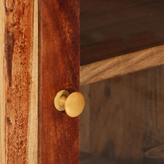 Vitrină Suspendată pentru Sufragerie din Lemn Masiv Maro cu Geam 40x34x110cm