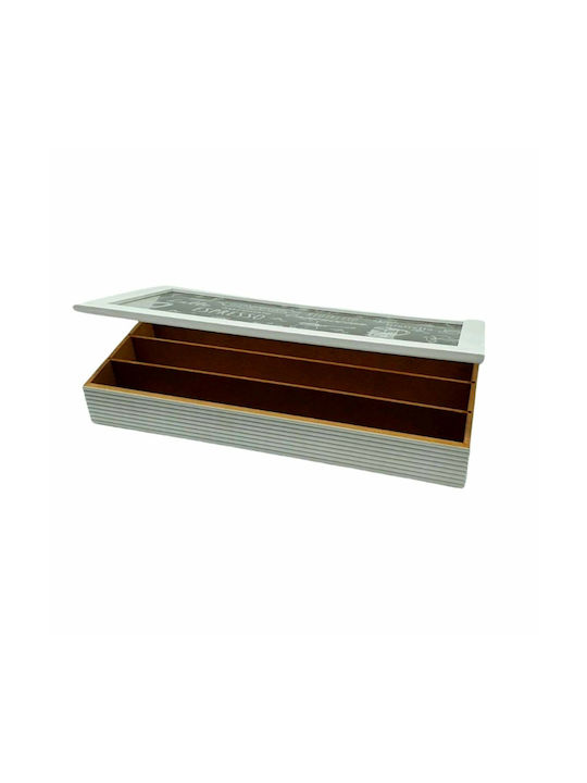 MSA Box for Tea with Lid Wooden White 35x5x18cm